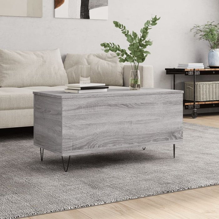 Vidaxl mesa de centro madera contrachapada gris sonoma 90x44,5x45 cm