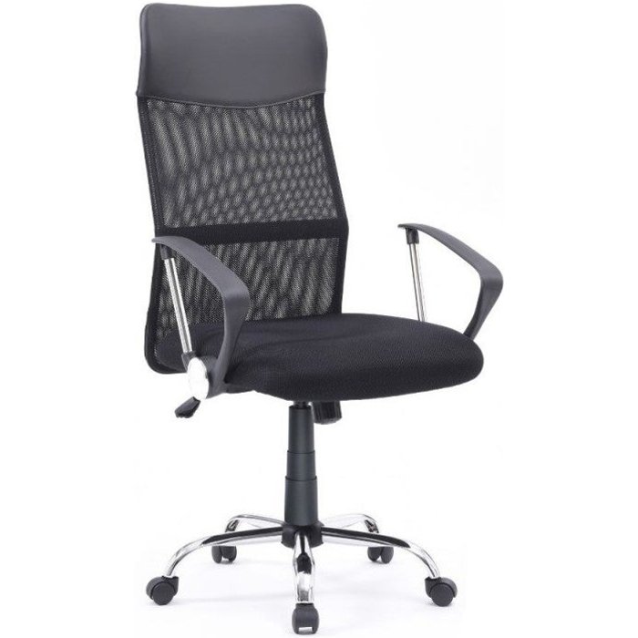 Silla de oficina reverso2 en ecopiel con respaldo de malla negro 64x66x100 cm