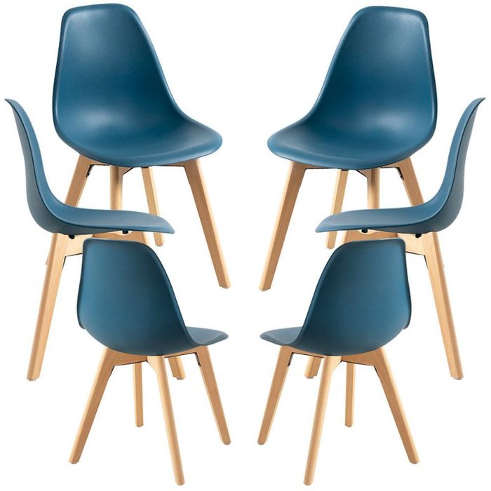 Regalos miguel - packs sillas comedor - pack 6 sillas kelen - azul petróleo