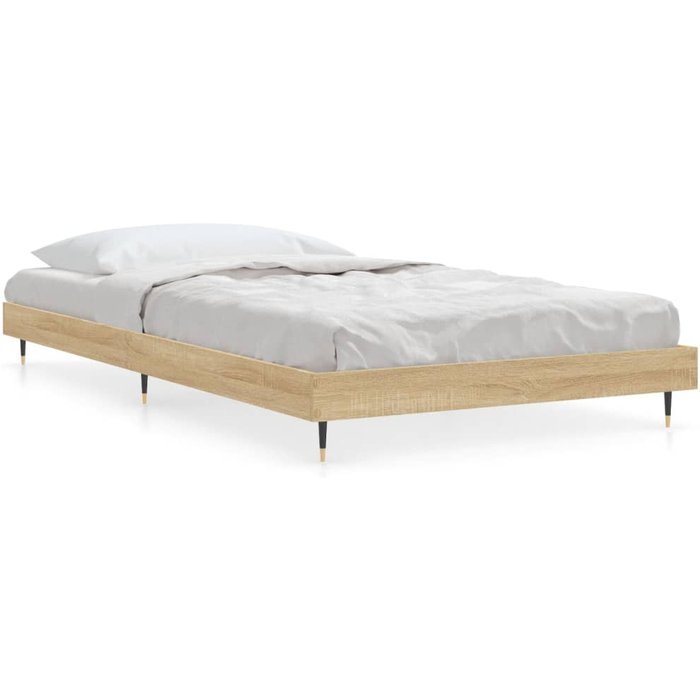 Estructura de cama sin colchón madera roble sonoma 100x200 cm — comfortxl