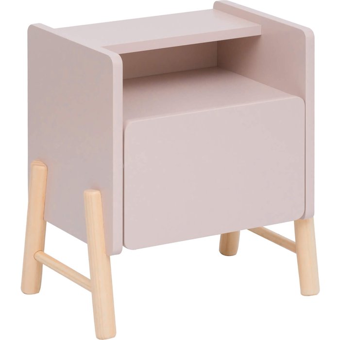 Mesita de noche para niños rebecca mobili rasam 49x40x30 mdf pino rosa marrón
