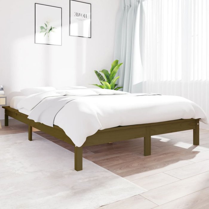 Maison exclusive - estructura de cama doble madera maciza marrón miel 120x190 cm