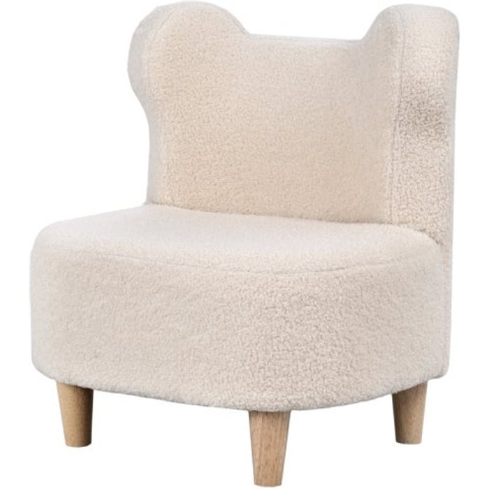 Sillón para niños con con tema de oso, relleno de espuma, beige – comfortxl