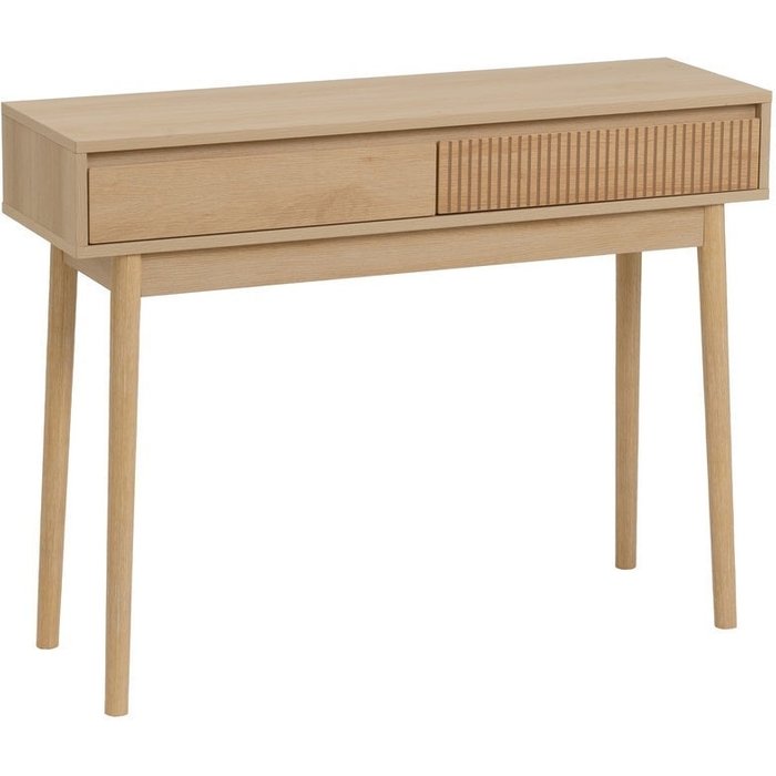 Mesa consola naroa de madera color natural con 2 cajones de 100x30x75 cm