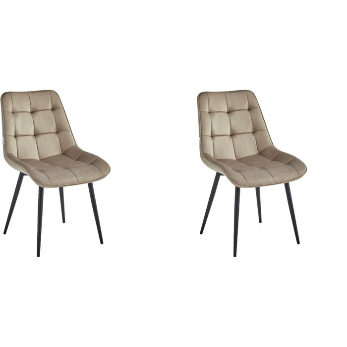 Pack 2 sillas de comedor miami moca tejido velour con patas de metal negro