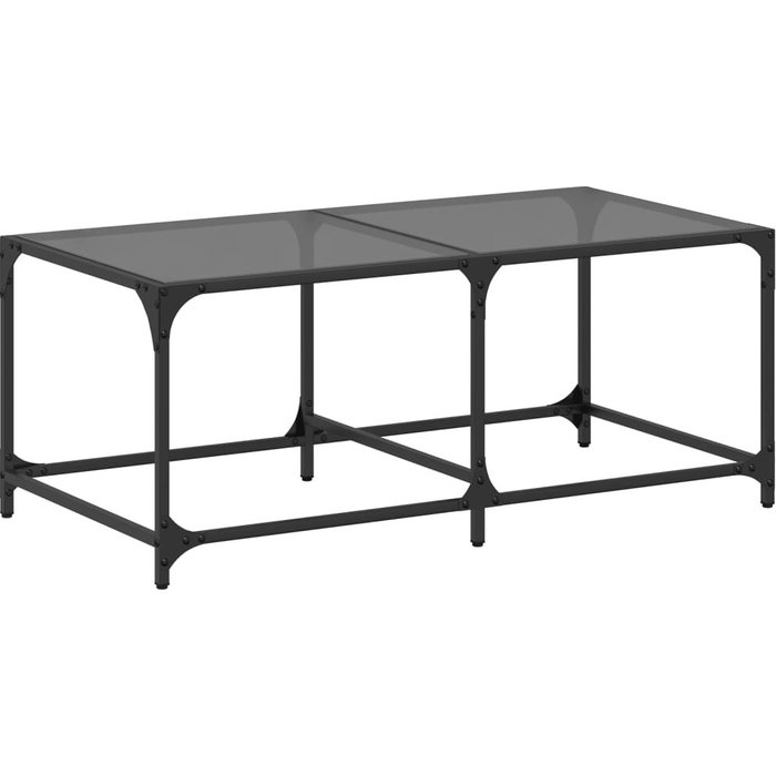 Mesa de centro superficie de vidrio acero negra 98,5x50x40 cm - comfortxl