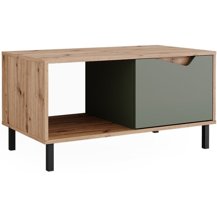 Vicco mesa de centro marelle, verde/artesano, 90 x 50 cm con 1 puerta