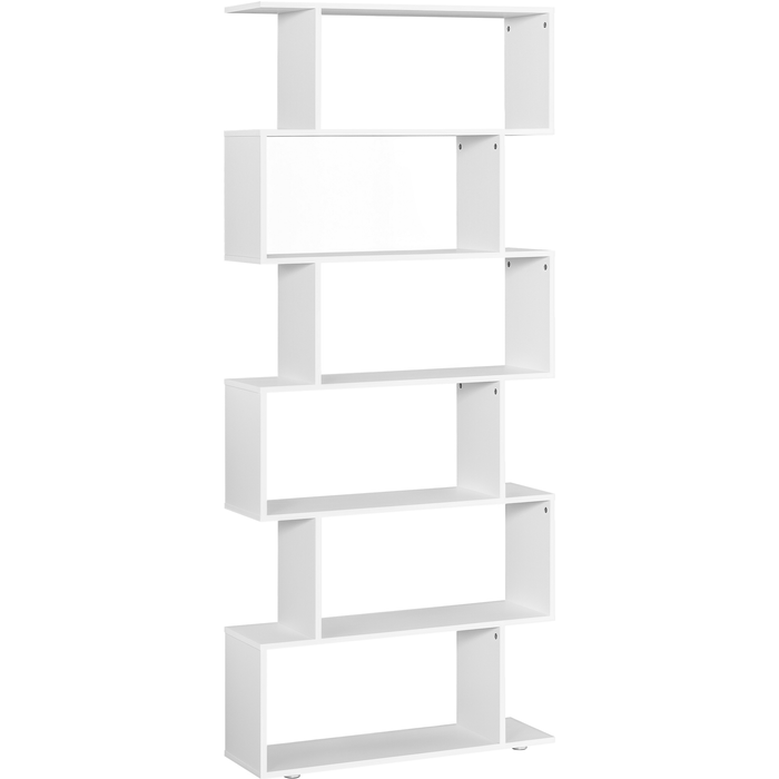 Estanteria libreria 6 estantes madera forma s 80x24x191 cm estantes color blanco