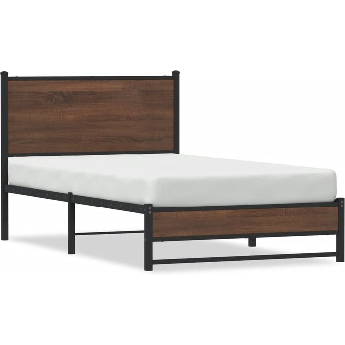 Estructura de cama sin colchón metal marrón roble 107x203 cm vidaxl