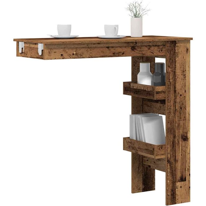 Mesa alta de pared de madera antigua 102x45x103,5 cm madera contrachapada