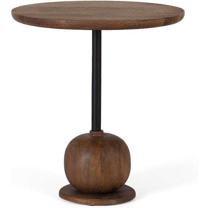 Mesa auxiliar circular de madera de mango 50x45x45