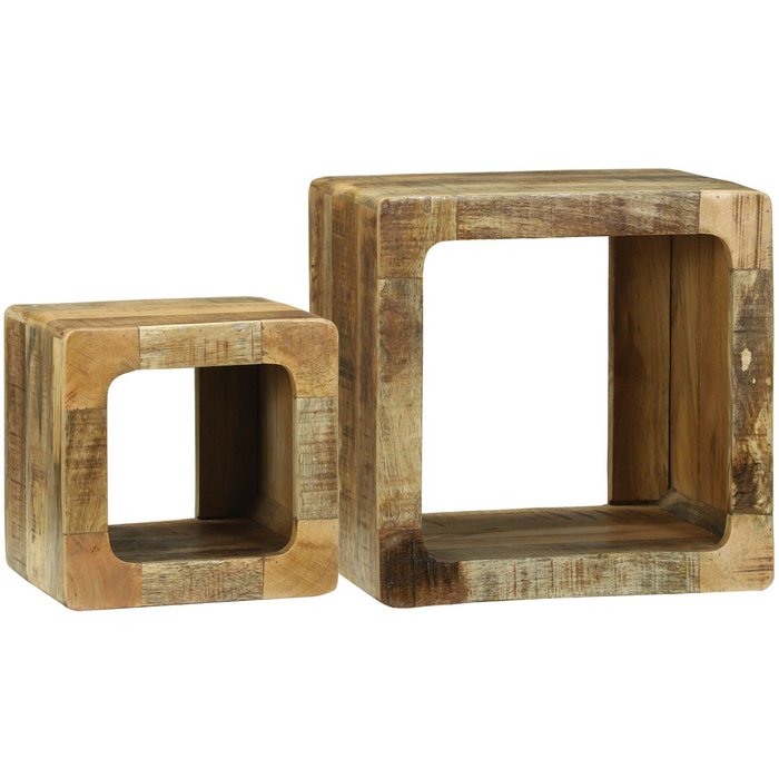 Unidades de tv con estante 2 pcs marrón madera de mango maciza vidaxl