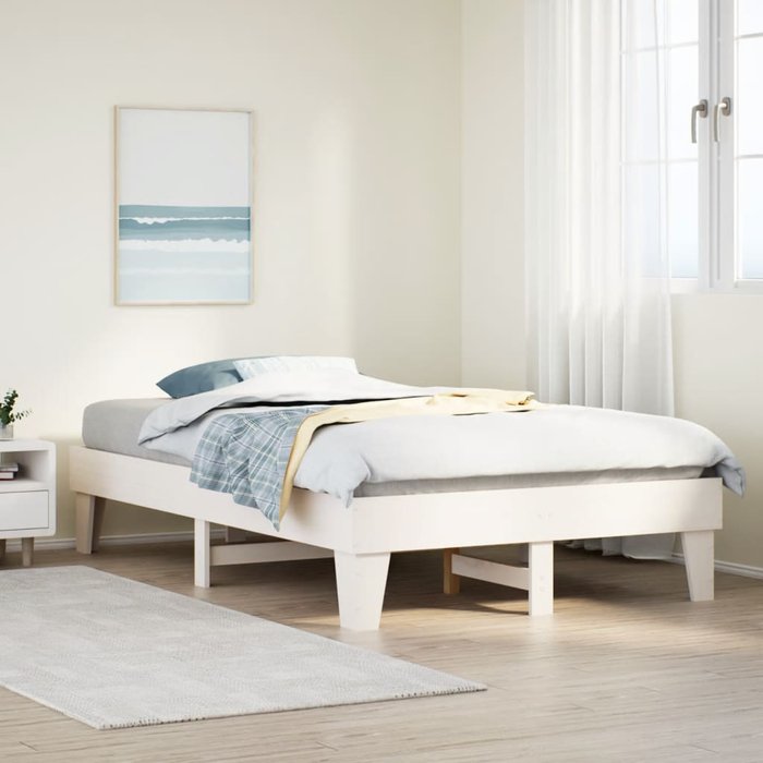 Estructura de cama sin colchón madera maciza blanca 120x190 cm vidaxl