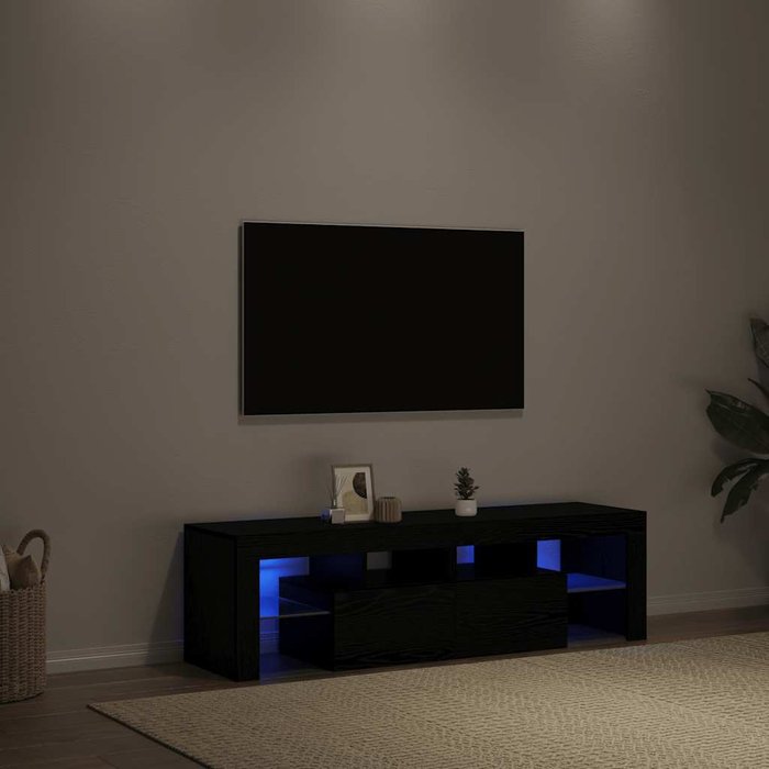 Vidaxl mueble de tv con luces led roble negro 140x36,5x40 cm