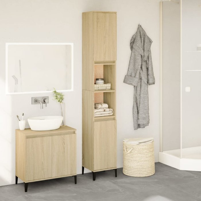 Mueble de baño roble sonoma 30x30x190 cm