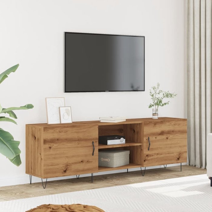 Mueble tv artesanal de roble 150x30x50 cm de madera contrachapada