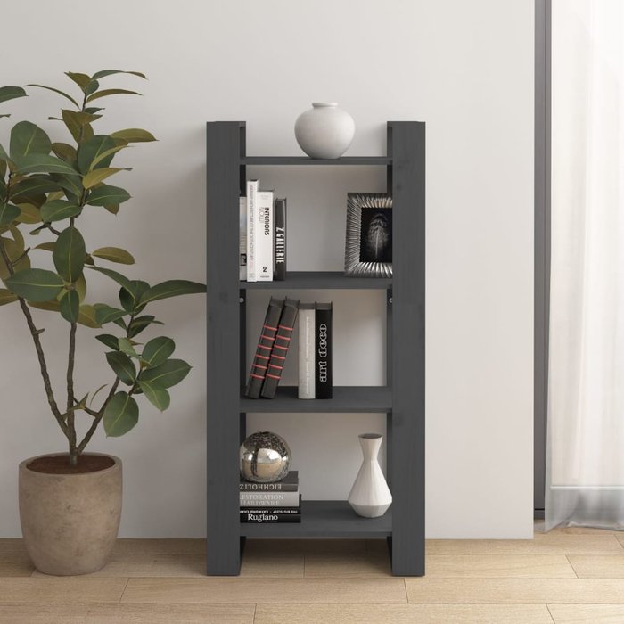 Librería/separador de ambientes gris 60x35x125 cm madera maciza
