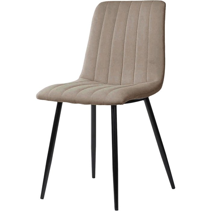 Silla de comedor omala acolchada taupe con patas negras