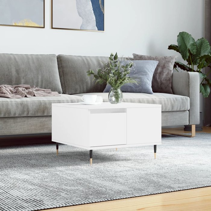 Mesa de centro blanca 55x55x36,5 cm de madera contrachapada