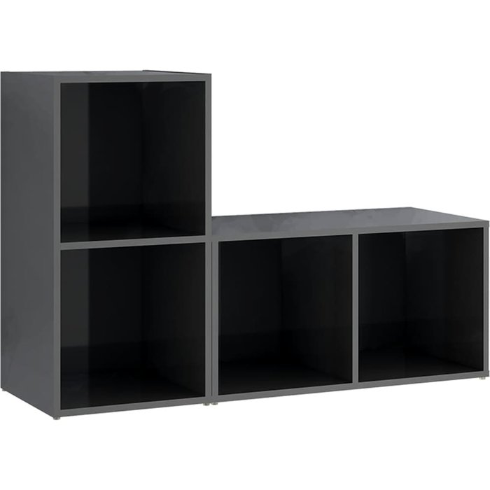 Mueble de salón de 2 piezas en madera compuesta gris brillante - comfortxl
