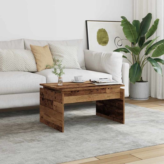 Mesa de centro de madera antigua 68x50x38 cm madera contrachapada