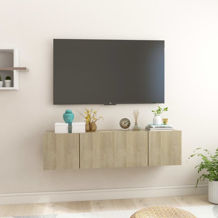Mueble de tv de pared de 2 piezas, roble sonoma, 60x30x30 cm