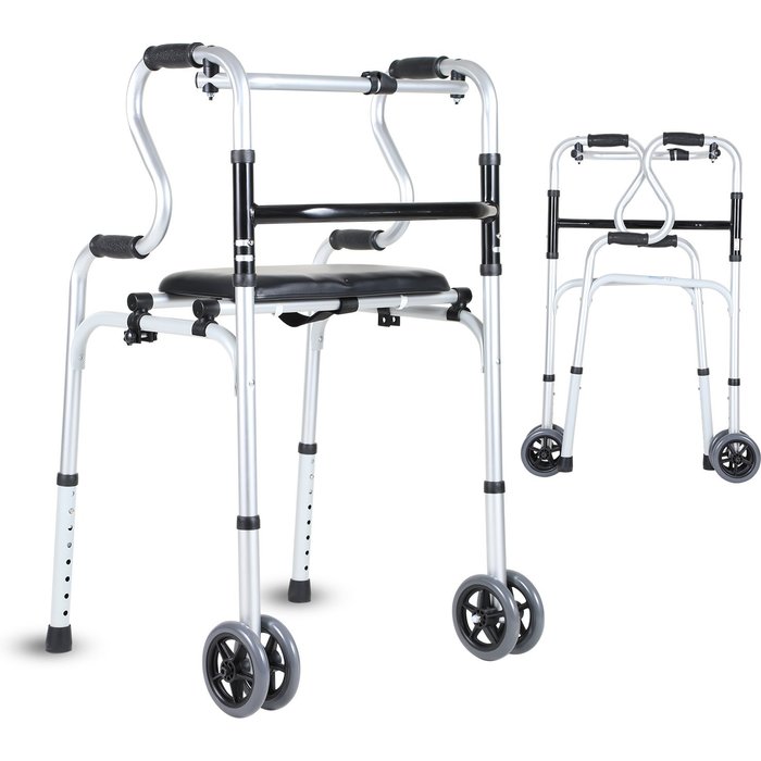 Plegable de aluminio, 4 ruedas y bolso, ideal para personas que necesitan apoyo