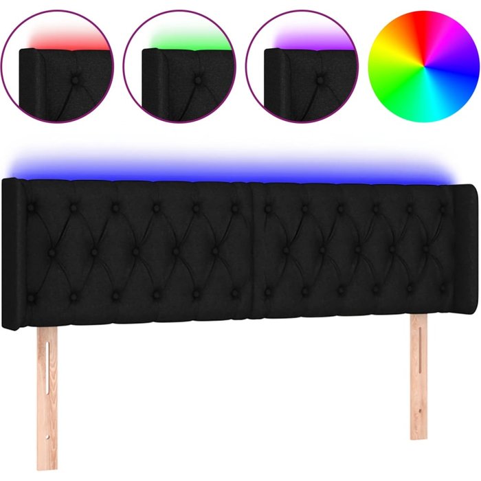 Cabecero cama - mueble cabecero con led de tela negro 147x16x78/88 cm