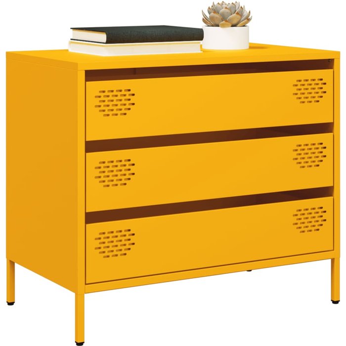 Aparador acero laminado en frío amarillo mostaza 68x39x58,5 cm vidaxl
