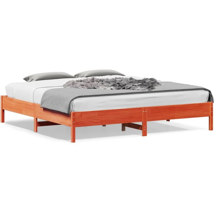 Cama sin colchón madera maciza de pino marrón cera 200x200 cm vidaxl