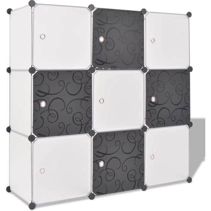 Organizador de almacenamiento en forma de cubo con 9 compartimentos negro/blanco
