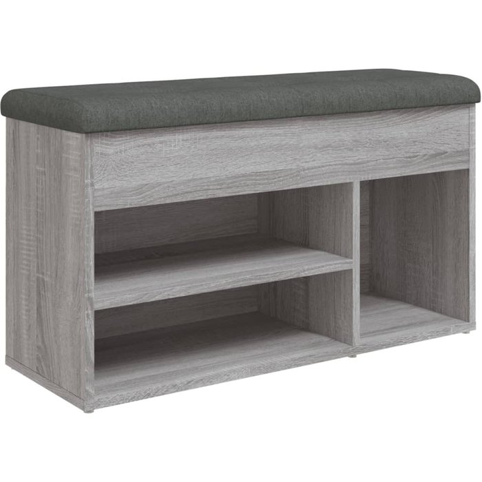 Banco zapatero madera de ingeniería gris sonoma 82x32x45,5 cm - comfortxl