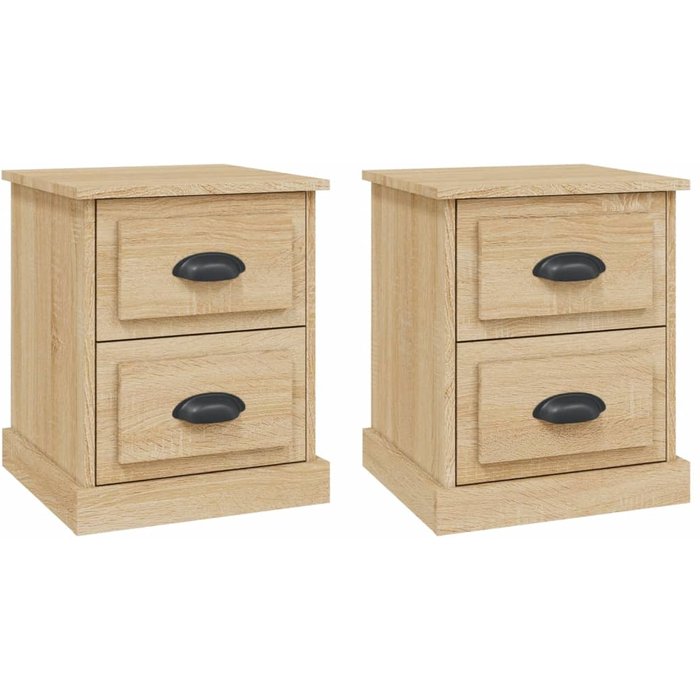Mesitas de noche 2ud roble sonoma 39x39x47,5cm madera contrachapada