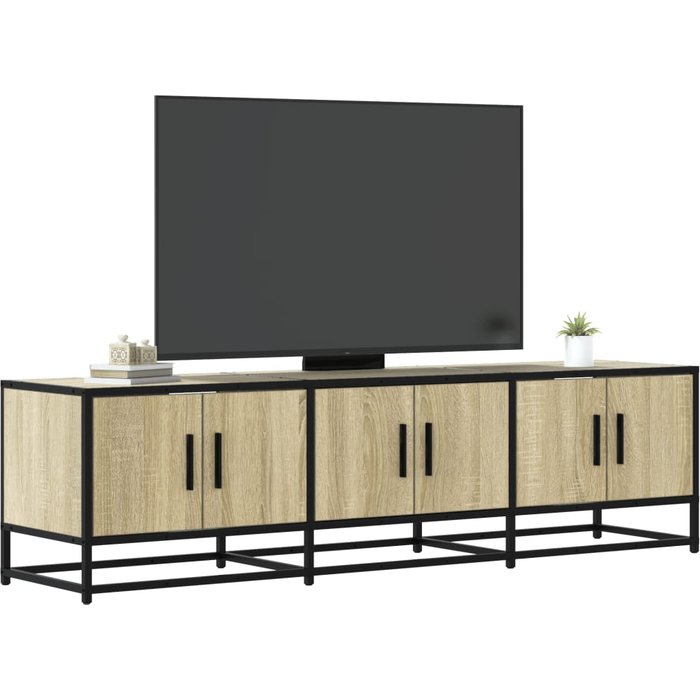 Mueble de tv de roble sonoma, 150x35x41 cm, madera de ingeniería y metal