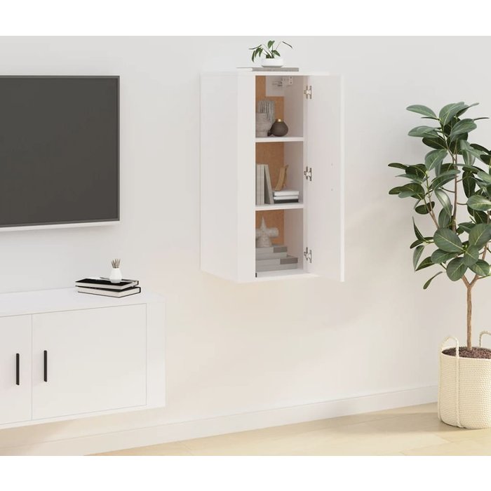 Mueble de tv de pared blanco, 40x34,5x80 cm