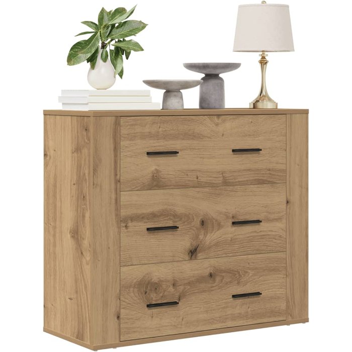 Aparador madera de ingeniería roble artisan 80x33x70 cm vidaxl