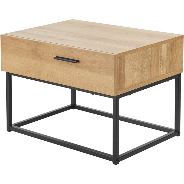 Mesita de noche de metal 39 x 55 x 40 cm efecto roble negro 03_0008686