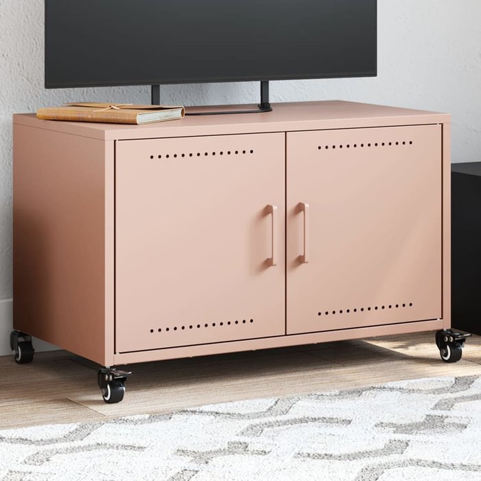 Mueble para tv acero laminado en frío rosa 68x39x43,5 cm