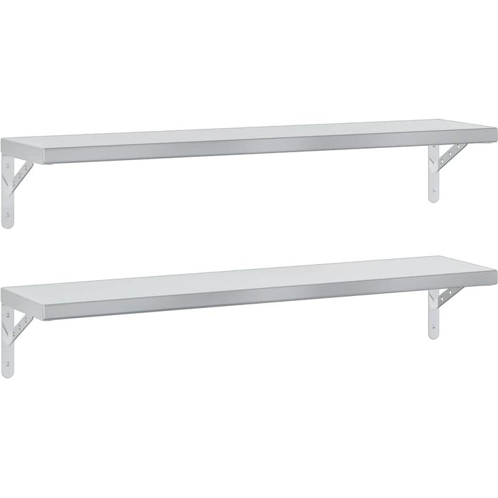 Estantes de pared 2 uds acero inoxidable plateado 100x23,5 cm - comfortxl