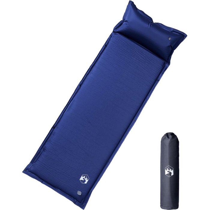 Maison exclusive - colchón de camping autoinflable con almohada 1 persona azul