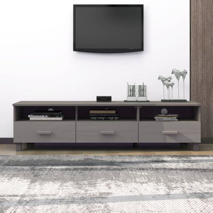 Mueble de tv hamar 3 cajones + 3 compartimentos madera gris claro 40x158x40 cm
