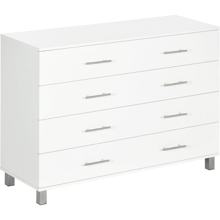 Cómoda 4 cajones blanca 112x38x81cm estilo moderno dormitorio salón