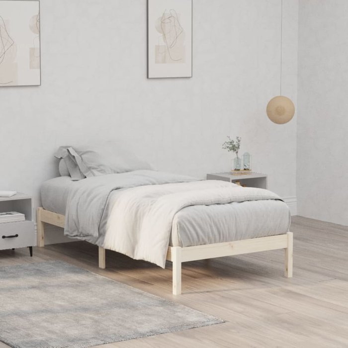Estructura de cama sin colchón madera maciza de pino 100x190 cm