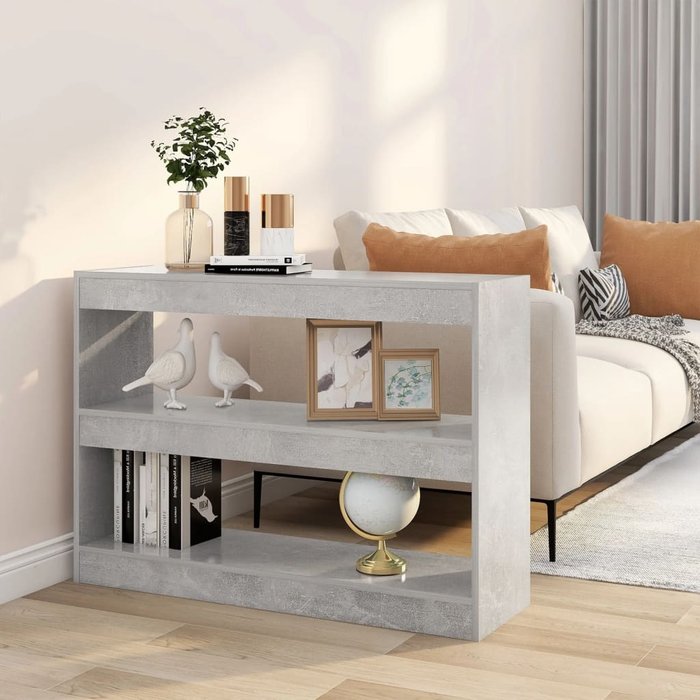 Librería/separador de ambientes gris hormigón 100x30x72 cm