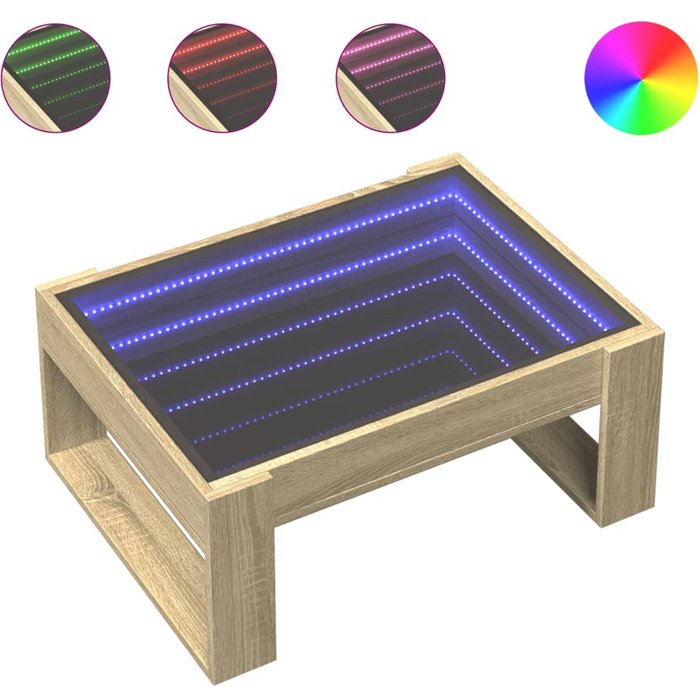 Mesa de centro led infinity de roble sonoma 70 x 53 x 30 cm - comfortxl