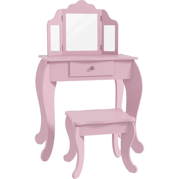 Tocador infantil homcom mdf rosa 63x40x85.5 cm 311-037v80pk