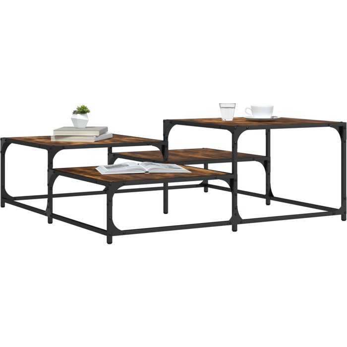 Mesa de centro de roble ahumado, 107x107x40 cm, madera de ingeniería.