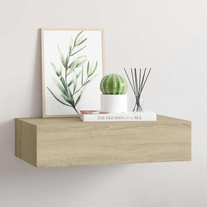 Cajón de pared de roble, 40x23,5x10 cm, mdf