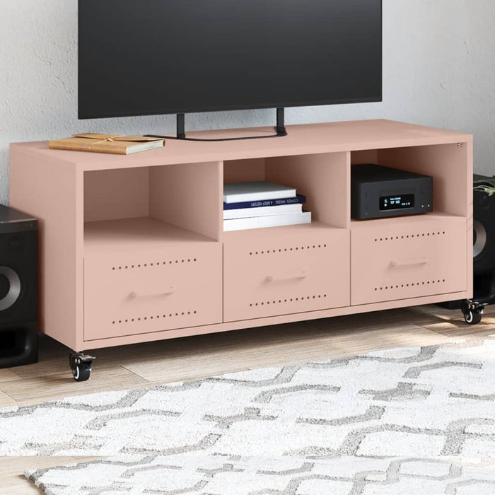 Mueble de tv acero rosa 100,5x39x43,5 cm