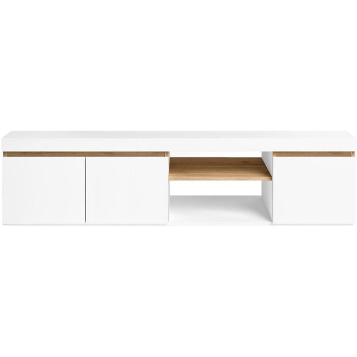 Mueble de tv elis 3 puertas + 2 compartimentos blanco/natural 40,5x160x39,6 cm